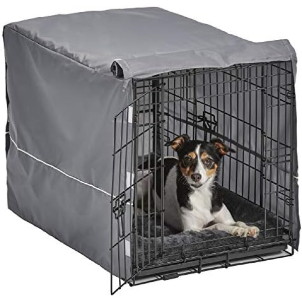 New World Pet Products Double Door Dog Crate Kit Includes One Two-Door Dog Crate, Matching Gray Dog Bed & Gray Dog Crate Cover, 30-Inch Kit Ideal for Medium Dog Breeds, B30DD-KIT