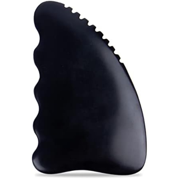 Ori MAGICI Gua Sha Facial Body Massage Tools, Unique 9-Edge Gua Sha Bian Stone, 3D Gua Sha Stone with Ridges, Gentle Gua Sha Scraping Massage Tool Black (Packing Bag)