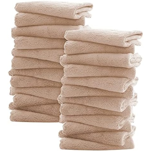 Pfimigh 24 Pack Baby Washcloths, 10 x 10 Inches Coral Fleece Washcloths, Extra Absorbent and Soft Wash Cloth for Infants Sensitive Skin