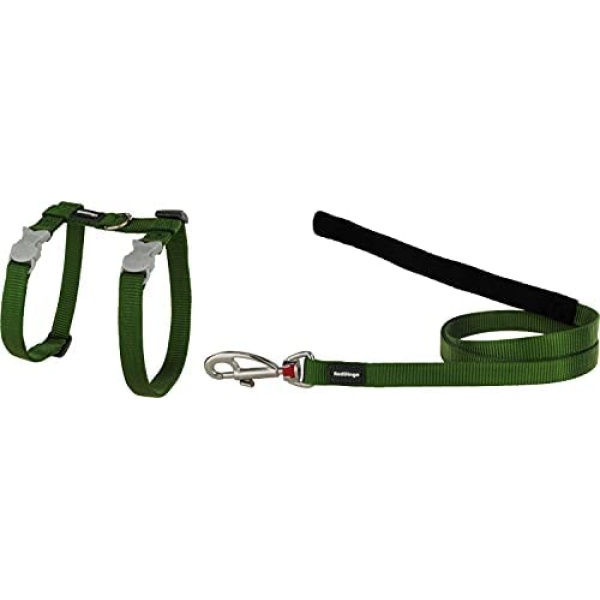 Red Dingo Classic Cat Harness and Lead Combo, Green