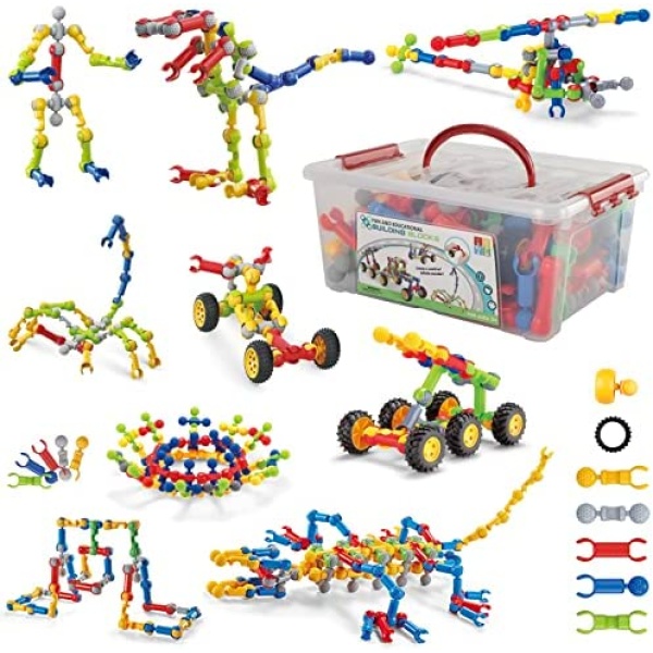 STEM Toys Kids Building Kit, 125 Pcs Educational Learning Set Construction Engineering Building Blocks for Ages 3 4 5 6 7 8 9 10 Year Old Boys Girls, Best Gift for Children Fun Creative Play