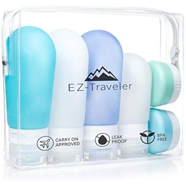 Silicone Travel Bottles and EVA Toiletry Bag - TSA & Airline Approved, Travel Bottles and containers for Creams, Liquids …