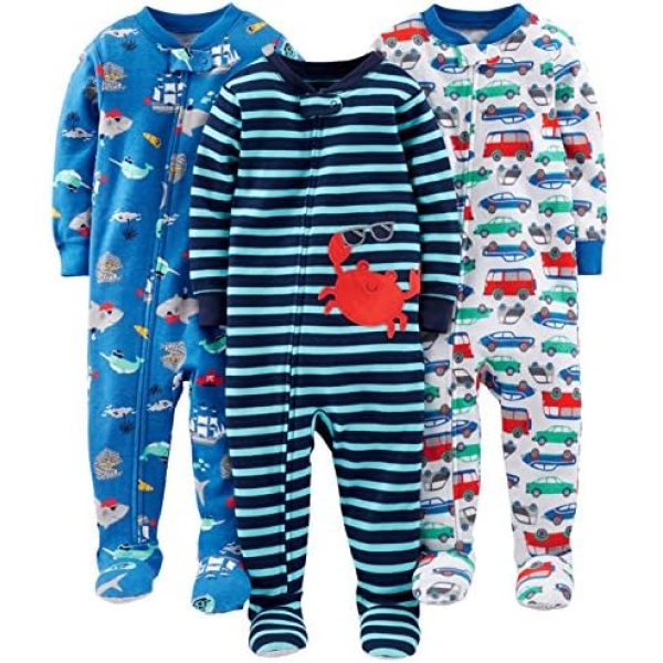 Simple Joys by Carter's Baby-Boys 3-Pack Snug Fit Footed Cotton Pajamas