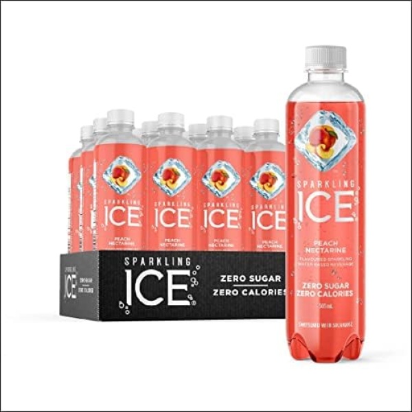 Sparkling Ice Peach Nectarine Flavoured Sparkling Water with Zero Sugar and Zero Calories, 503 ml (Pack of 12)