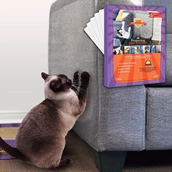 Stelucca Amazing Shields Cat Furniture Protector – Extra Large Cat Repellent Scratch Guards, Couch Protector for Cats, Pack of 6