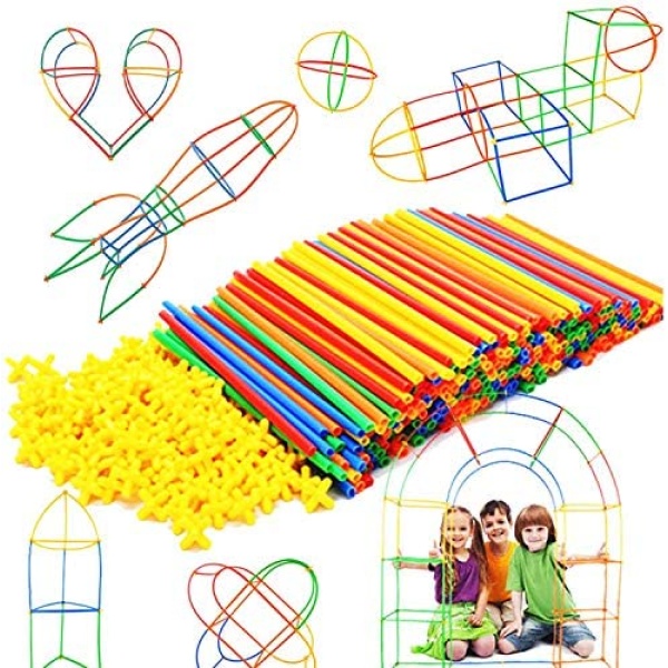 Straw Constructor STEM Building Toys 300 pcs-Colorful Interlocking Plastic Enginnering Toys- Fun- Educational- Safe for Kids- Develops Motor Skills-Construction Blocks- Best Gift for Boys and Girls …