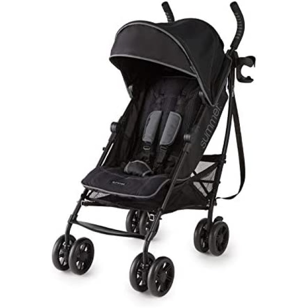 Summer 3Dlite+ Convenience Stroller, Matte Black € Lightweight Umbrella Stroller with Oversized Canopy, Extra-Large Storage and Compact Fold