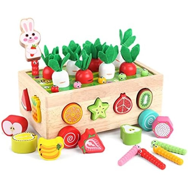 Toddlers Montessori Wooden Educational Toys for Baby Boys Girls Age 2 3 4 Year Old, Shape Sorting Toys Gifts for Kids 2-4, Wood Preschool Learning Fine Motor Skills Game