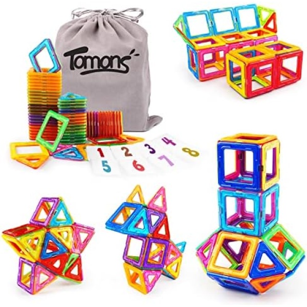 Tomons Magnetic Building Blocks Magnetic Tiles for Kids, Magnetic Blocks Stacking Blocks with Storage Bag - 36 PCS