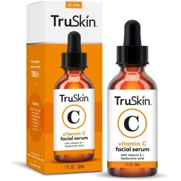 TruSkin Vitamin C Serum for Face, Anti Aging Serum with Hyaluronic Acid, Vitamin E, Organic Aloe Vera and Jojoba Oil, Hydrating & Brightening Serum for Dark Spots, Fine Lines and Wrinkles, 1 fl oz.