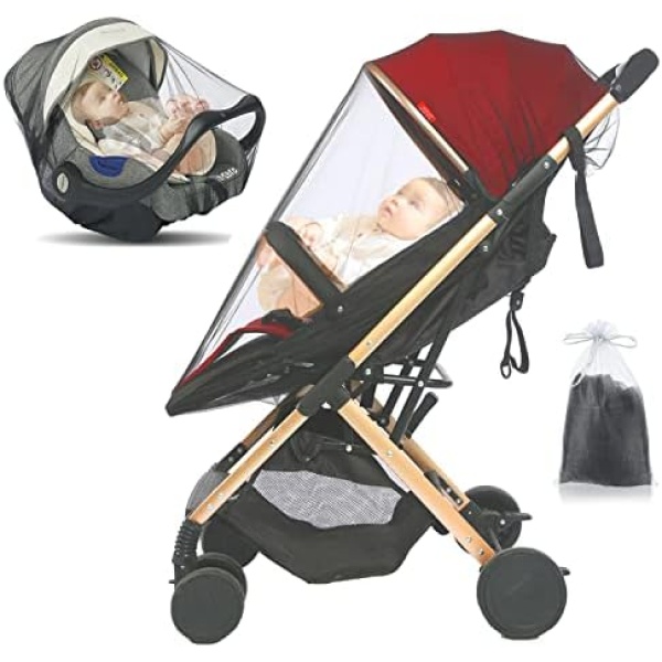 V-Fyee Mosquito Net, Baby Net for Stroller, Visible Breathable Mesh Strollers Cover Bug Netting for Bassinet, Pack N Play,Car Seat, Camping Travel Gear (Black)