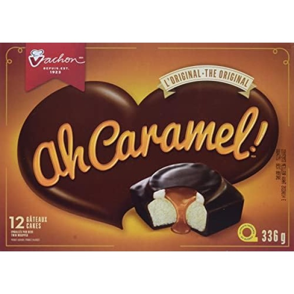 Vachon Ah Caramel! The Original Cakes with Caramel, Creamy Filling and Chocolatey Coating, Delicious Dessert and Snack, Contains 12 Twin-Wrapped Cakes, 336 Grams