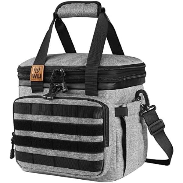 WU Insulated Large Lunch Bag for Men Women 20 Can 13/18L Expandable Dry Wet Separation Lunch Box Pail Adults Heavy Duty Waterproof Leakproof Soft Cooler Bag Kit for Work Outdoor Picnic Beach Sports, Gray