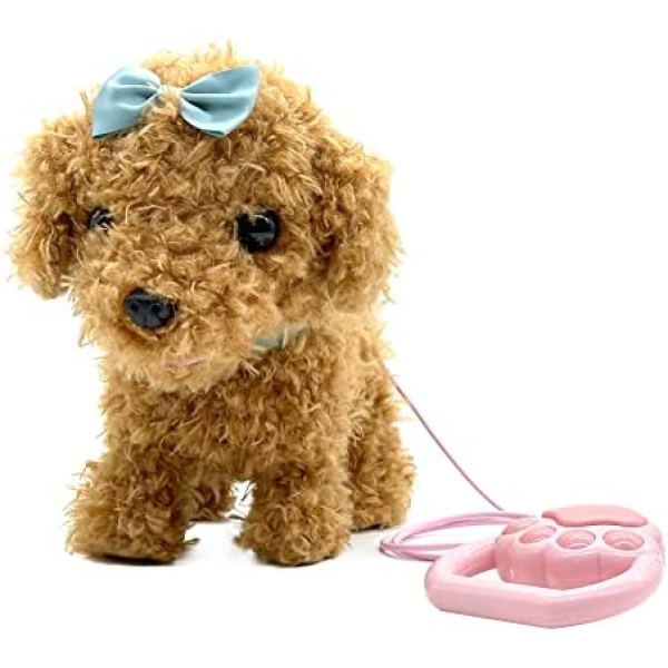 YH YUHUNG Walking Dog Toys for Kids with Remote Control Leash, Plush Electronic Pets Puppy Interactive Dog That Walk, Bark, Head Nod, Wags Tail(Brown)