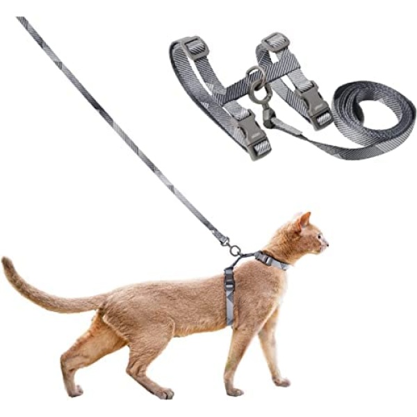 pidan Cat Harness and Leash Set, Cats Escape Proof - Adjustable Kitten Harness for Large Small Cats, Lightweight Soft Walking Travel Petsafe Harness- Grey