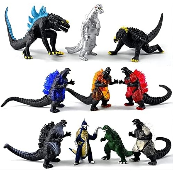 10 Pcs Godzila Toys Action Figures, Godzila Toys King of The Monsters Mini Dinosaur Decorate 2-3 Inches