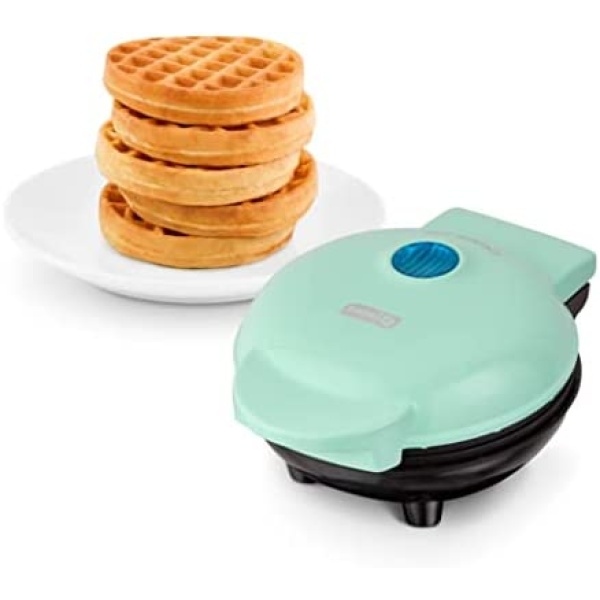 Dash Mini Maker: The Mini Waffle Maker Machine for Individual Waffles, Paninis, Hash browns, & other on the go Breakfast, Lunch, or Snacks - Aqua