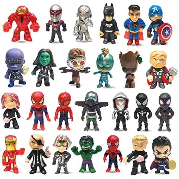 20/26 Pcs Mini Superhero Action Figure for Kids, Christmas Tree Ornaments Toys,Birthday Party Easter Toy Gifts Cupcake Decorating Sets (26 PCS)
