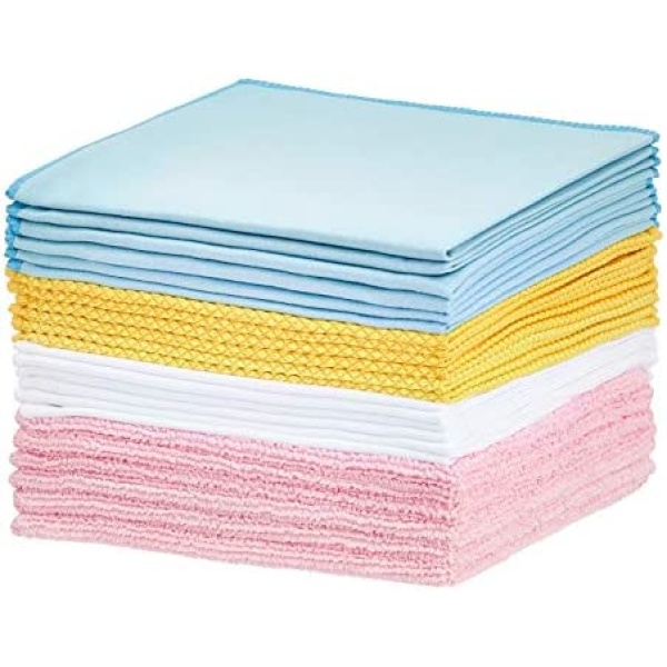 Amazon Basics Cleaning Cloth Multi-colored Mix Bundle, 24-Pack