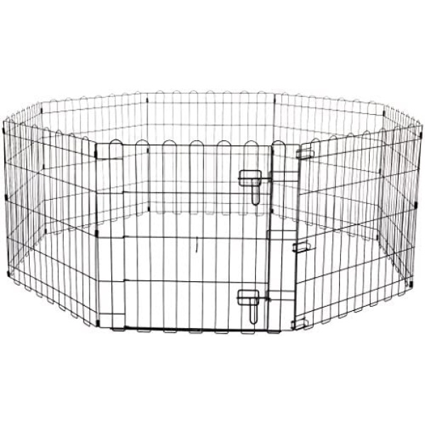 AmazonBasics Foldable Metal Pet Dog Exercise Fence Pen With Gate - 60 x 60 x 24 Inches