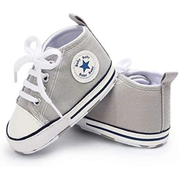 Baby Boys Girls Canvas Sneakers Shoes Anti-Slip Prewalkers First Walking Shoes Walkers 0-18 Months