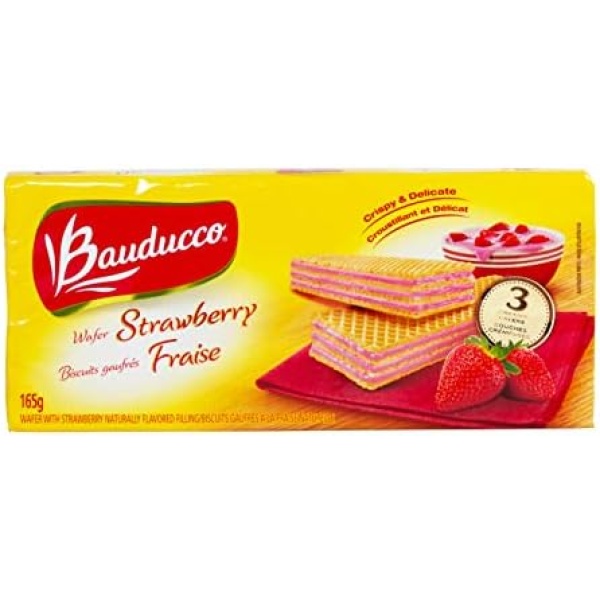 Bauducco Strawberry Wafers, 165 Grams