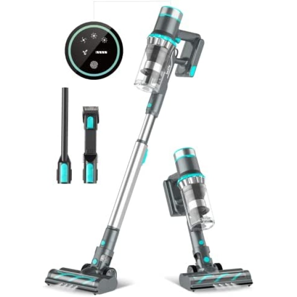 Belife Cordless Vacuum Cleaner, Cordless Stick Vacuum with 25Kpa 380W Brushless Motor, 40mins Runtime, LED Touch Screen, 6 in 1 Lightweight Handheld Vacuum Cleaners for Hardwood Floor Carpet Pet Hair