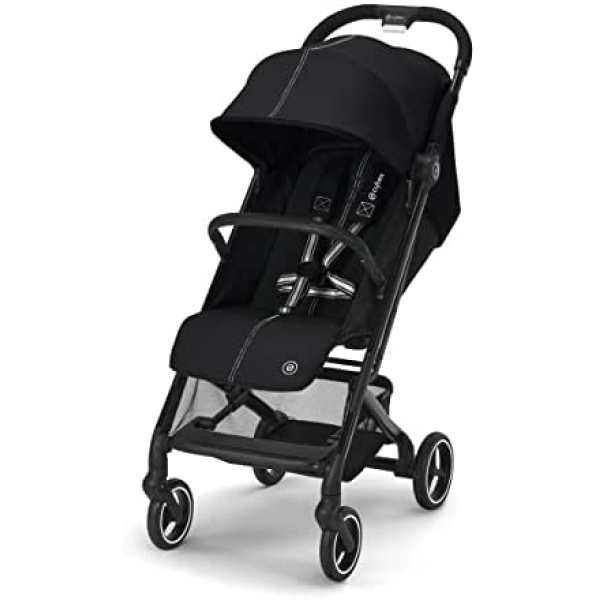 CYBEX Beezy 2 Stroller, Lightweight Baby Stroller, Compact Fold, Compatible with All CYBEX Infant Seats, Stands for Storage, Easy to Carry, Multiple Recline Positions, Travel Stroller, Moon Black