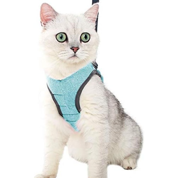 Cat Harness and Leash - Ultra Light Escape Proof Kitten Collar Cat Walking Jacket with Running Cushioning Soft and Comfortable Suitable for Puppies Rabbits