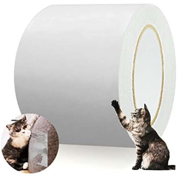 Cat Scratch Tape Furniture Protectors 4 Inches x 90 Feet, Double Sided Self-Adhesive Deterrent Training Tape，Anti-Scratching Pads Sticky Paws Guard for Couch/Carpet/Mattress