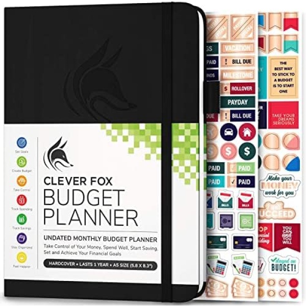 Clever Fox Budget Planner - Expense Tracker Notebook. Monthly Budgeting Journal, Finance Planner & Accounts Book to Take Control of Your Money. Undated - Start Anytime. A5 Size Black Hardcover