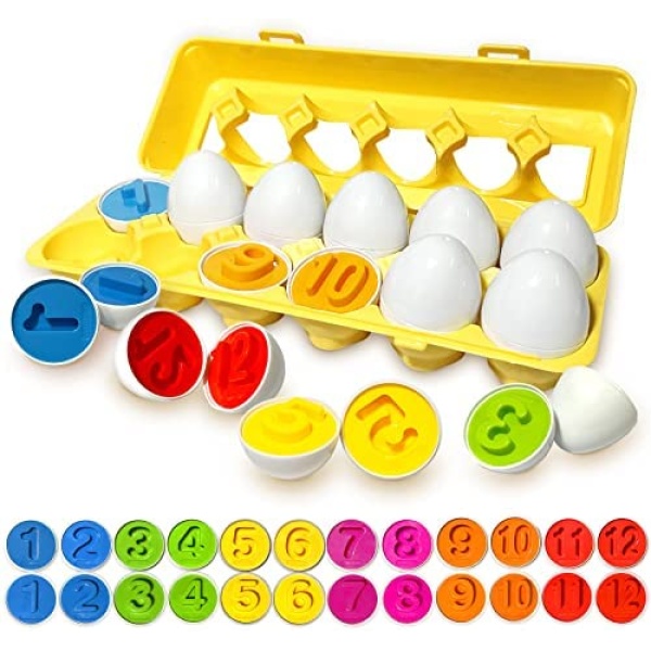 DFQiQiQinH Toddler Toys，Shape and Color Matching Eggs，Educational Montessori Toy for Toddlers and Preschoolers，1-3 Year Old Girl/Boy Gifts