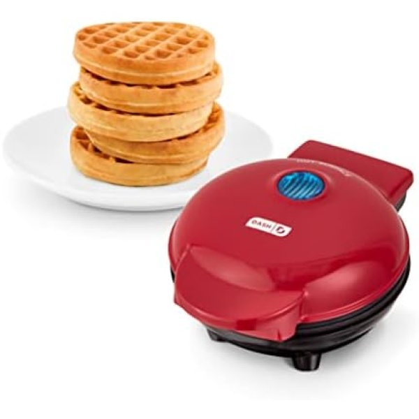 Dash Mini Maker: The Mini Waffle Maker Machine for Individual Waffles, Paninis, Hash Browns, & Other on The go Breakfast, Lunch, or Snacks - Red