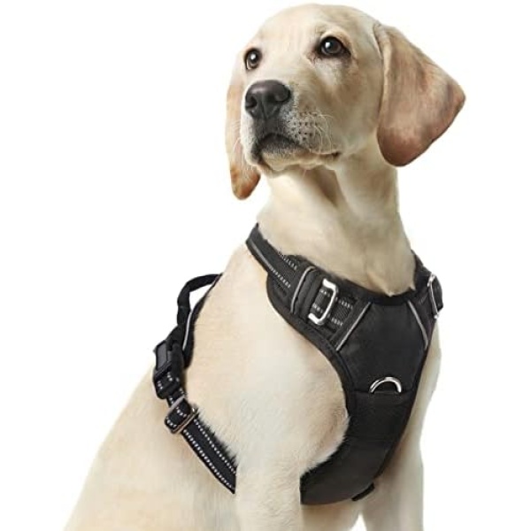 Dooradar Dog Harness for Large Dogs No Pull, No Choke Dog Harness Soft Padded, Adjustable Reflective Dog Vest with Handle Control, Service for Small Medium Large Dogs Training Walking, Black, L