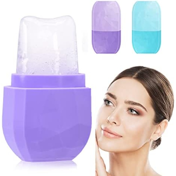 Facial Roller Ice for Face and Eye,Reusable Facial Skin Care Tools with Silicone Mold for Skin Tightening De-Puff (violet)