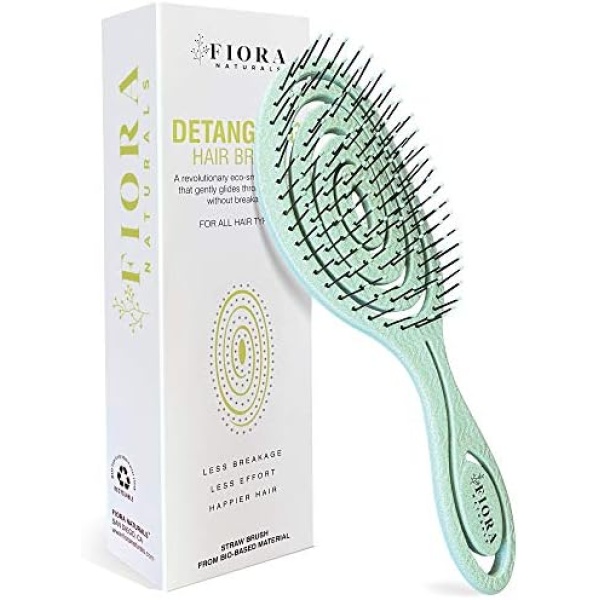 Fiora Naturals Hair Detangling Brush -100% Bio-Friendly Detangler hair brush w/Ultra-soft Bristles- Glide Through Tangles with Ease - For Curly, Stright, Women, Men, Kids, Toddlers, Wet and Dry Hair