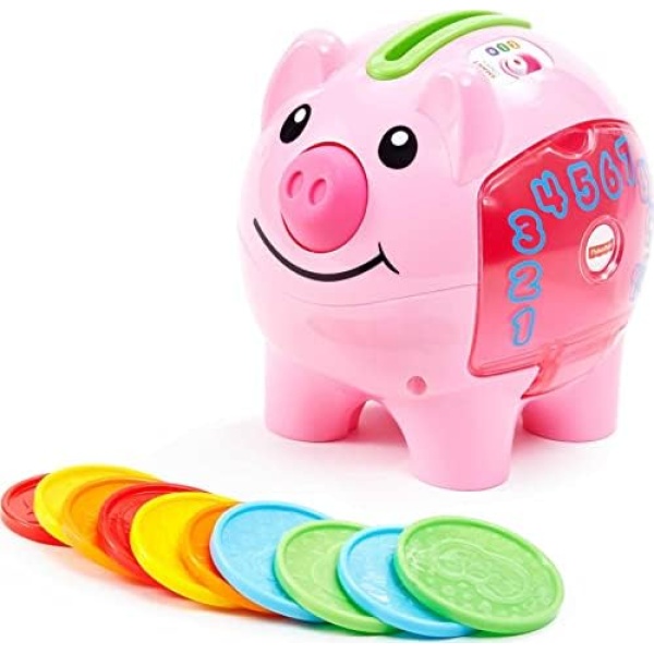 Fisher-Price Laugh & Learn Baby Learning Toy Smart Stages Piggy Bank With Songs Sounds And Phrases For Infant To Toddler Play