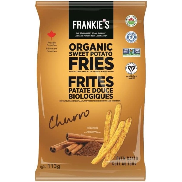 Healthy Snacks by Frankie's Organic Baked Chips and Snacks - Crunchy Sweet Potato Chips, Gluten Free Snack, Sprouted Protein Snacks, 113 Grams, Yellow, Standard