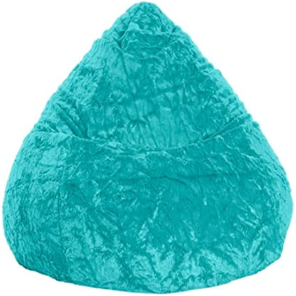 Home Design Fluffy Collection Contemporary Oversized Faux Fur Upholstered Bean Bag Chair, Turquoise, X-Large (S2826132)