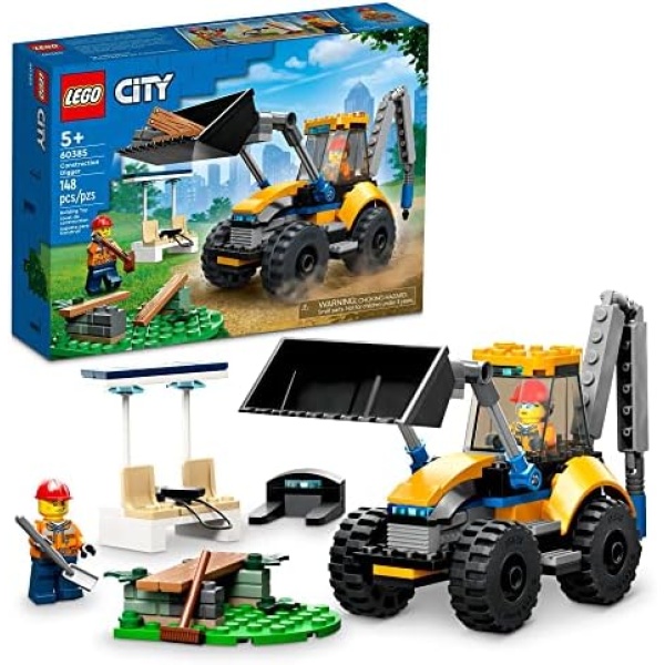 LEGO City Construction Digger 60385, Excavator Toy for Kids, Boys & Girls Ages 5 Plus Years Old, Vehicle Building Set, Birthday Gift Idea with Minifigures