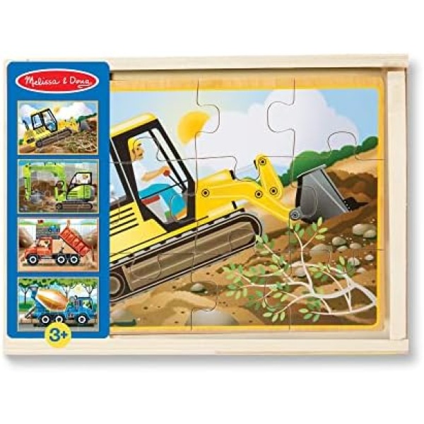 Melissa & Doug Construction Vehicles 4-in-1 Wooden Jigsaw Puzzles (48 pcs)