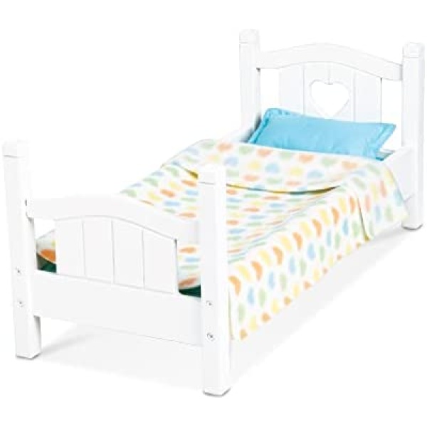 Melissa & Doug Mine to Love Wooden Play Bed for Dolls, Stuffed Animals - White (22 cm H x 23 cm W x 53 cm L Assembled)