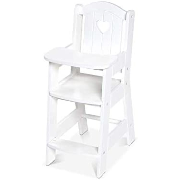 Melissa & Doug Mine to Love Wooden Play High Chair for Dolls, Stuffed Animals - White (45.7 cm H x 20.3 cm W x 28 cm D Assembled)