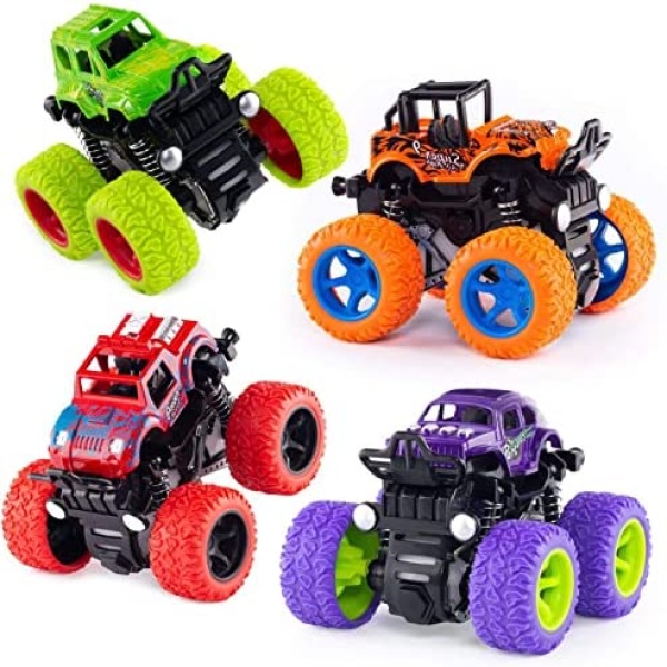 Monster Trucks Inertia Car Toys - Friction Powered Car Toys for Toddlers Kids Birthday Christmas Party Supplies Gift for Boys and Girls (4 Color)