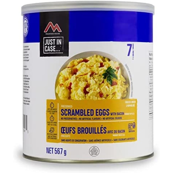 Mountain House Scrambled Eggs with Bacon | Freeze Dried Survival & Emergency Food | #10 Can | Gluten-Free | Breakfast Meal | Easy to Prepare | Delicious and Nutritious