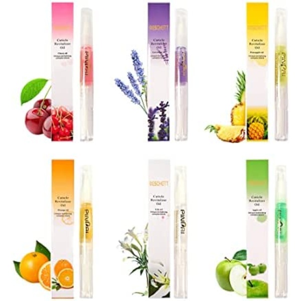 Nail Nutrition Pen,6PCS Nail Cuticle Oil Pen Set Nail Nutrition Oil Nail Care for Repairing Cracked & the Dry Cuticle