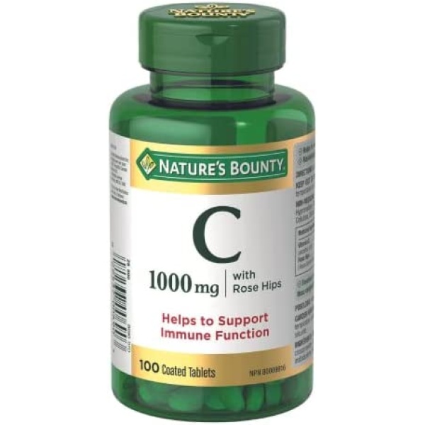 Nature's Bounty Vitamin C Supplement with Rose Hips, Helps Maintain Good Health, 1000mg, 100 Tablets