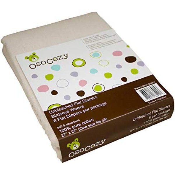 OsoCozy 6 Pack Birdseye Flat Unbleached Diapers