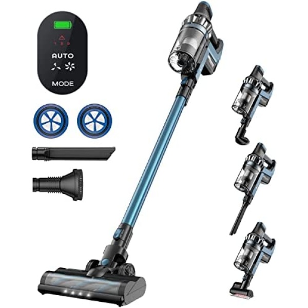 Proscenic P10 Pro Cordless Vacuum Cleaner, 30Kpa Stick Vacuum with LED Touch Screen, 400W Powerful Suction Removable Battery, 4 in1 Stick Vacuum Carpet with 3 Adjustable Modes for Hardwood Floor/Pet