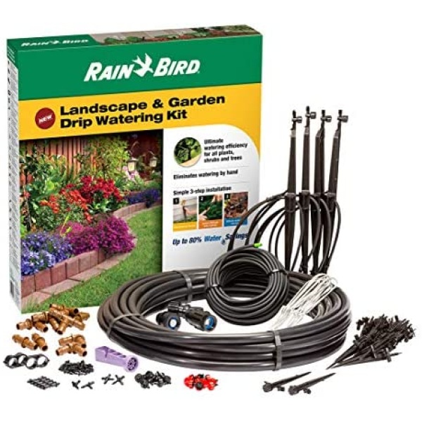 Rain Bird LNDDRIPKIT Drip Irrigation Landscape & Garden Watering Kit with Drippers, Micro-Bubblers and Micro-Sprays